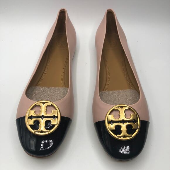Tory Burch Womens Chelsea Cap Toe Nappa Ballet Flat Sea Shell Pink 9 M New - Picture 2 of 7